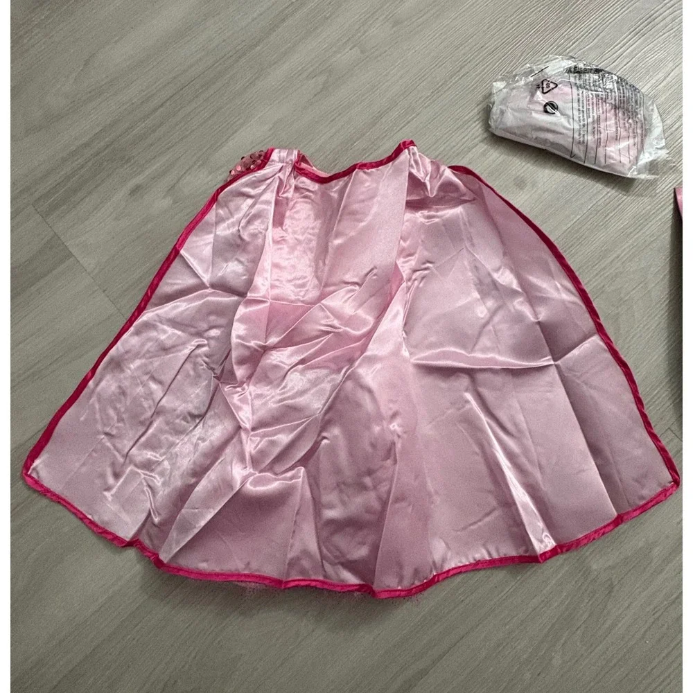 Supergirl Girl Kid Costume Pink Sequin Tutu Dress Rubies Cape Mask Size S 4-6